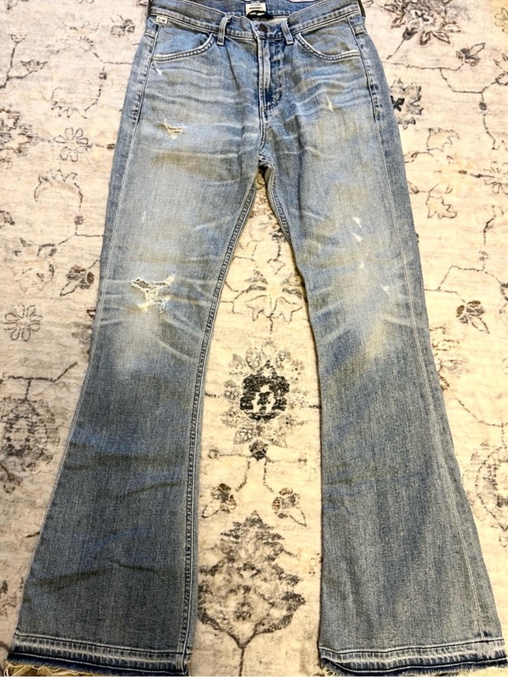 Citizens Of Humanity Light Blue Distressed Flare Jeans